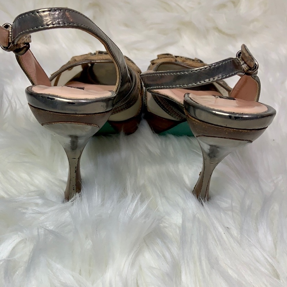 Nanette Lepore Salsa Swirl Heels Pewter Nude Size 6 - Picture 12 of 14